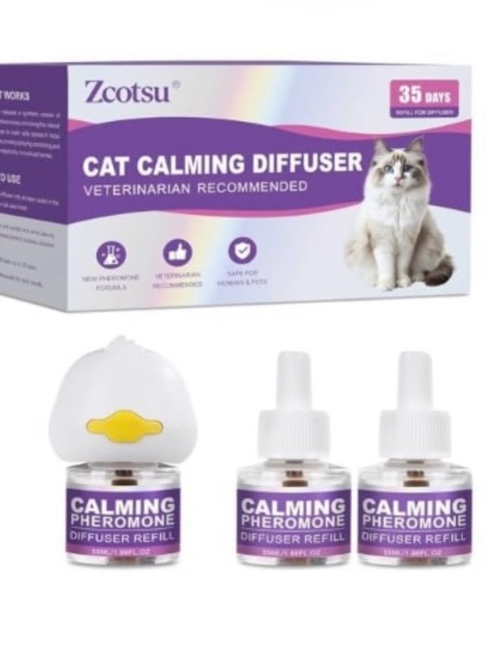 Cat Calming Diffuser with 2 Pheromone Refills NEW